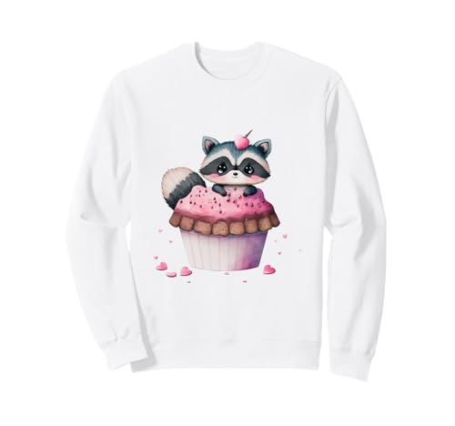 Adorable Raccoon Cupcake Unicorn Horn Sweet Animal Lover Sweatshirt