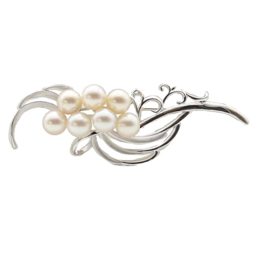 真珠 パール ブローチ あこや真珠 パールブローチ デザイン シルバー 7mm-7.5mm 7pcs ホワイトピンクカラー 冠婚葬祭 卒業式 入学式 11553のサムネイル
