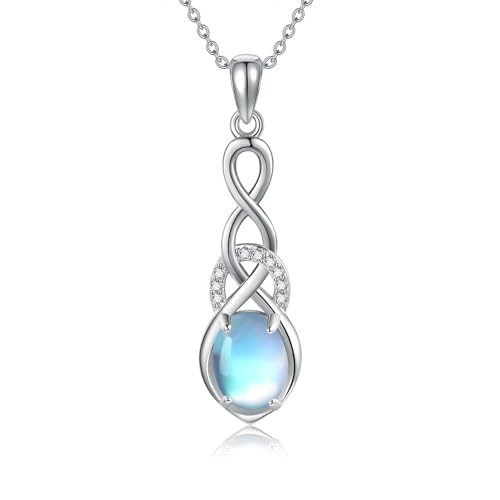 Nœud celtique collier pour femme en argent et pierre de lune idée cadeau