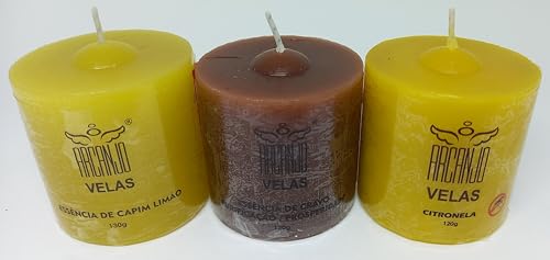 KIT 3 VELAS AROMÁTICAS 130G - ARCANJO VELAS - ESSÊNCIAS VARIADAS