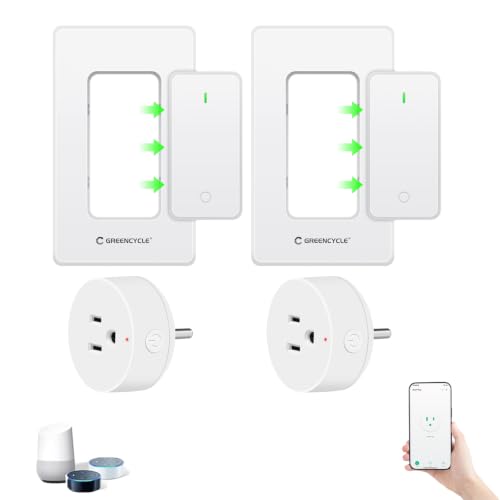 Image of Greencycle Smart Plug with Wireless Wall Switch 2 Sets,No Wiring