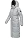 Navahoo Damen langer Wintermantel warmer Steppmantel mit 2-Wege-Reißverschluss und verstellbarer Kapuze Taublüte XIV Grey Gr. M