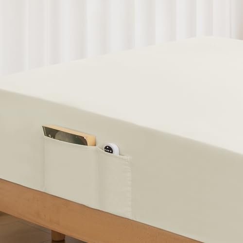 ALYVIA SPRING Full Size Fitted Sheet with Side Pocket, Beige, 54x75