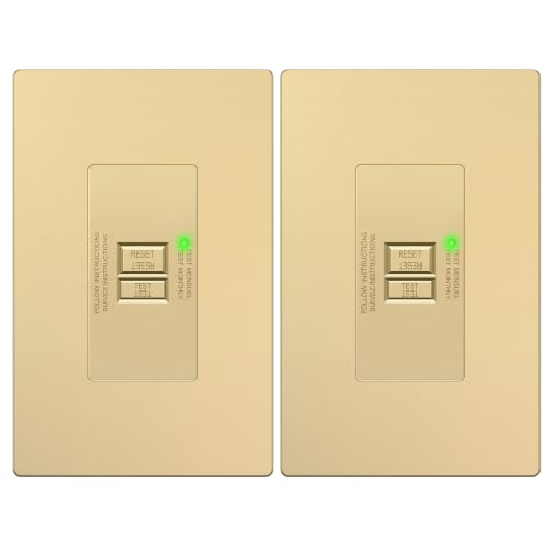 LIDER 20A Blank Face GFCI, Self-Test, LED Indicator, UL Listed, Anti-Interference (No-False-Trip) Protection, Outlet Protection, Screwless Wall Plate, Gold, 2 Pack
