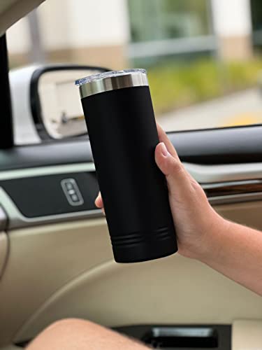 Lasergram 22Oz Vacuum Insulated Skinny Tumbler, Musical Notes, Personalized Engraving Included (Black) #TOP2