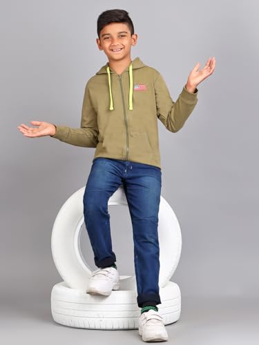 Image of ZION Hoodies for Boys - Cotton Hoodies Sweatshirt with Zipper | Solid & Regular Fit with Embroidery | Long Sleeve | for Every Occasion | Multiple Sizes & Colors (Pack of 1)
