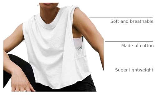 Image of HUGOOME Women Workout Tank Tops Oversized Crop Sleeveless Tee Loose Fit Boxy Basic Yoga Active Summer T Shirts Gym 2026