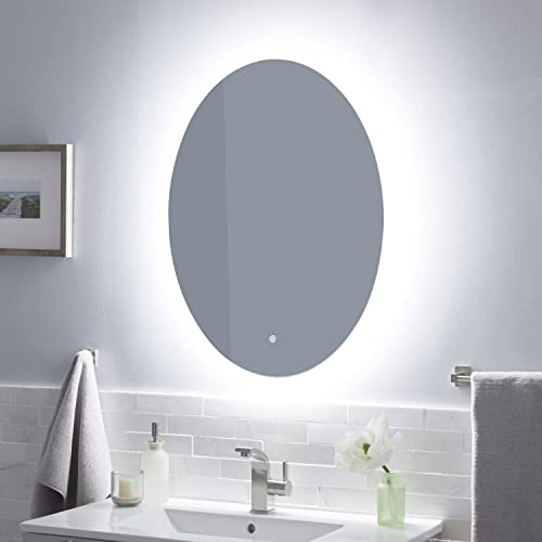 Signature Hardware 442993 Fahlman 24' W x 32' H Oval LED Lighted Frameless Bathroom Mirror - Touch Sensor