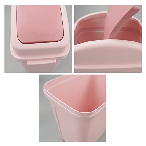 Zopnny Plastic Swing Lid Trash Can, Garbage Can With Swing-Top Lid, 1-Pack, Pink #TOP2