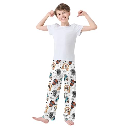 Hand Drawn Dogs Glasses Boys Pants for Kids Jogger Pants with Pockets S-XL2
