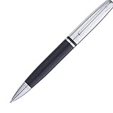 Caneta Crown King Couro Esferográfica Luxo Presente - Escolha a Cor + Capa de Veludo (Preta)