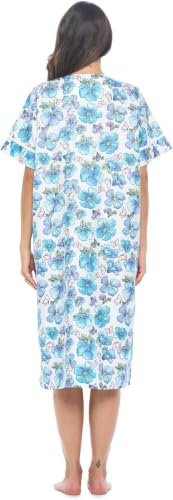 Image of Casual Nights Women's Snap - Front House Dress Short Sleeve Woven Housecoat Duster Lounger Robe with Pockets