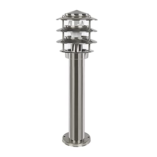 Grafner Design Edelstahl Wegeleuchte mit E27 Fassung, Höhe: 50 cm, 360° rundum Lichtschein, KEIN ROST – mit Klarlack-Beschichtung, Weg Lampe...