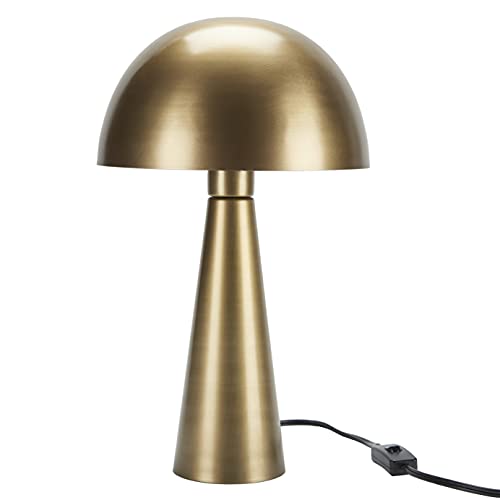 Nourison 16" Gold Modern Mushroom Accent Table Lamp With Plug In Cord, Minimalist Metal Dome Shade Desk Lamp, Bedside Table Light For Bedroom, Living Room, Office #TOP1