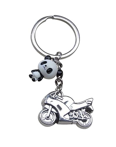 Porte-clés moto et panda en acier inoxydable pour biker, motard.