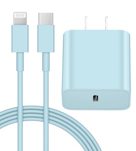Image of iPhone 14 13 12 Fast Charger 20W PD USB C Wall Charger with 6FT Fast Charging Cable for iPhone 14 /14 Pro /14 Pro Max /14 Plus /13 /12 /11 /Pro /Pro Max /Mini /Xs Max /X, iPad - Blue