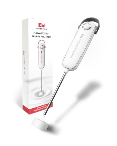 Kitchen Mama Electric Milk Frother Handheld - Mini Drink Mixer & Cold Foam Maker, Frother Wand for...