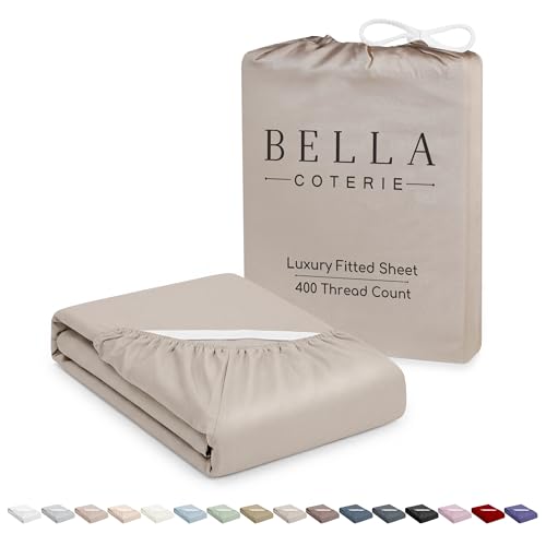 Bella Coterie Cal King Size Fitted Sheet Only | Luxury Bamboo Viscose | 100% Organically Grown | Ultra Soft | Cooling for Hot Sleepers | 18 Deep Pocket [Dune]