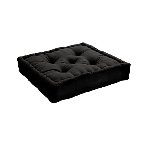 Coussin de Sol Garni - 50 x 50 cm - 100% Coton - Noir