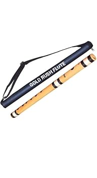 Gold Rush Flute C Scale Medium Professional Right Hand Bamboo Flute Size 19.5 Inch Color Yellow & Brown (CNM5555)