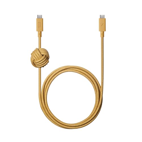 Native Union Anchor Cable 240W – 10フィートの補強された編み込みUSB-CからUSB-C Power Delivery 3.1充電ケーブル、ウェイト付き結び目付き – iPhone 15、15 Pro Max、MacBook Pro 14"/16" M3、Air 15" M3用(クラフト)