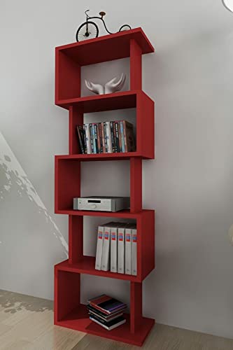 Meie Bookshelf Bookcase Of Chipboard Bookshelf Bookcase Shelf Shelves Bookshelves Furniture Office Living Room, Book Roof Interior Design (Color : Red) #TOP4