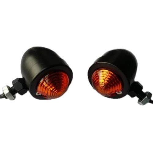 Motorrad Bullet Blinker Kontrollleuchte Für Dyna Softail XL Rat Cafe Racer Chopper Old School Bobber Vintage Retro Bike (Schwarz / Bernstein)
