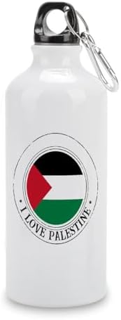 I Love Palestine Water Bottles Palestine National Flag Water Bottles Stainless Steel 20 OZ Portable Bike Water Bottle for Cycling Fitness Sports Fits Most Bike Cages