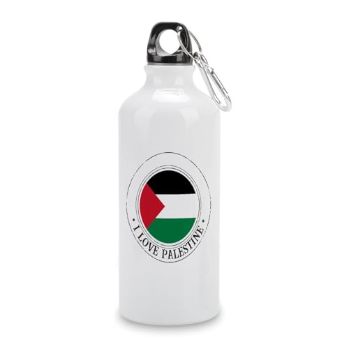 Guangpat I Love Palestine Water Bottles Palestine National Flag Water Bottles Stainless Steel 20 OZ Portable Bike Water Bottle for Cycling Fitness Sports Fits Most Bike Cages