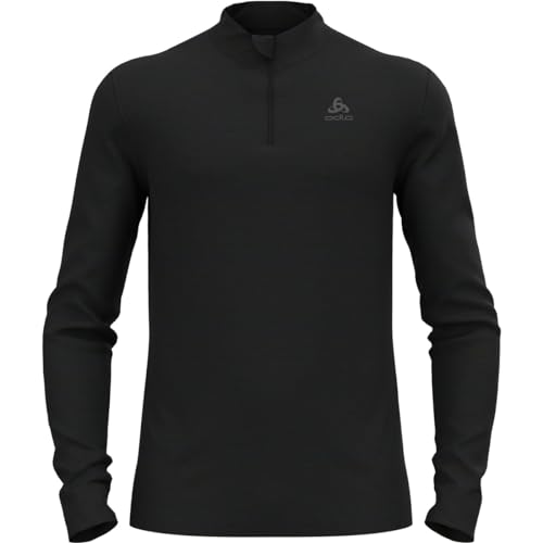 Odlo Herren Funktionsunterwäsche Langarm Shirt mit Reißverschluss Merino 200, Black, L