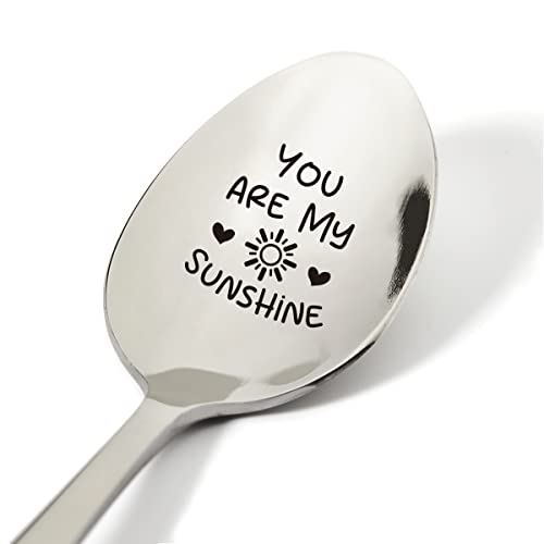 Positive Gift Ideas, You Are My Sunshine Spoon Engraved Stainless Steel Present, Novelty Spoon Best Gifts For Men Women Birthday Xmas (7.5") #TOP25