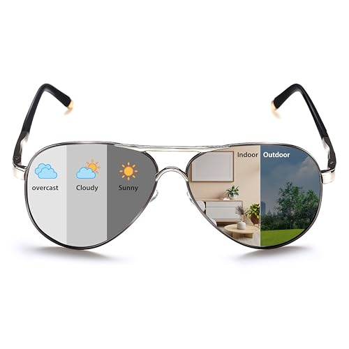 Rocknight 8503 Aviator Sunglasses For Men Polarized Photochromic Driving Sunglasses Uv400 Outdoor Indoor Shades cover