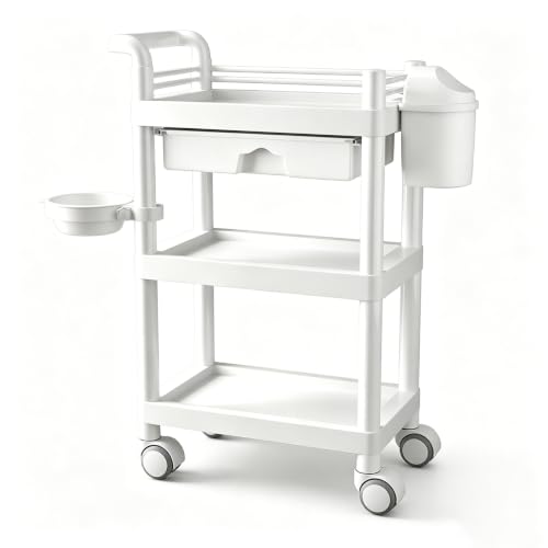 Estante de almacenamiento con ruedas cajones herméticos y material impermeable blanco 2
