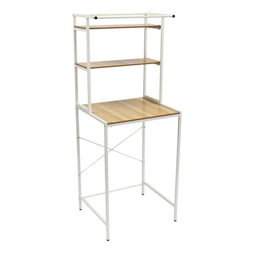 HongKKon 3 étages étagère De Stockage pour Lave-Linge Et Sèche-Linge, Machine à Laver étagère De Rangement étagère à Linge Autoportante, Grande étagères Convient aux Buanderies, Balcons (Blanc+Bois) – vue 5