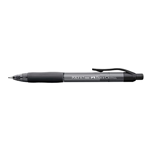 Lapiseira Poly 0.7mm com Borracha + Grafites, Faber-Castell, SM/07POLYP, Preta
