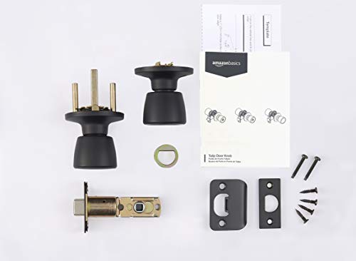 Amazon Basics Tulip Door Knob, Passage, Matte Black #TOP2