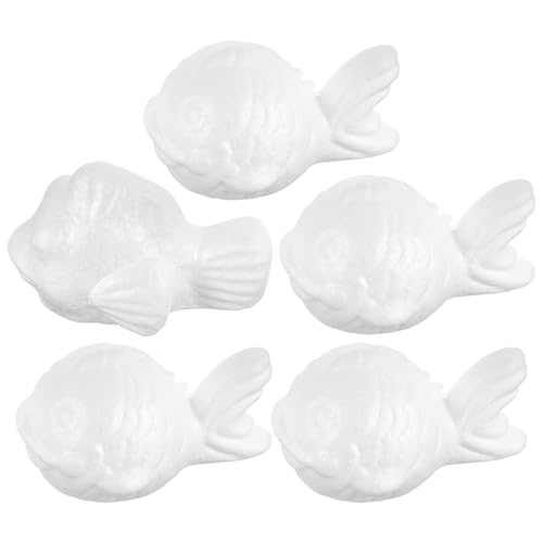 STOBAZA 5 Stück Teiliges Schaumstoff DIY Bastelmaterial für Glatte Weiße Schaumstofffische zum Bemalen Kreative Tierornamente für Kunstprojekte und Partydekorationen