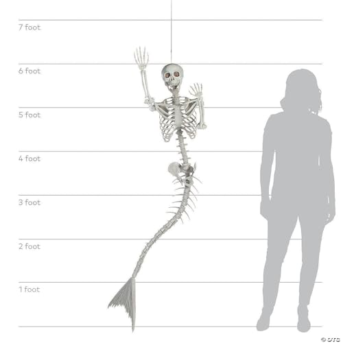 Fun Express 73", 6 Ft, Life Size Original Mermaid Skeleton decor Halloween Decoration, Plastic, Posable, Outdoor and Indoor Use, Halloween and Mystical Decor2