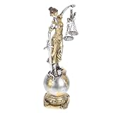 Mobestech Estatua De La Diosa De La Justicia De Resina Plata 9.45 Pulg para DecoracióN De Oficina Hogar con Balanza SimbóLica De Equilibrio Y Justicia