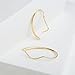 Sterling Silver Pull Through Earrings Handmade Curved Open Hoops Threader Earrings, 14K Gold Plated