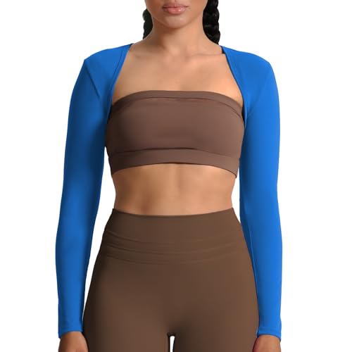 Image of Aoxjox Women's Lexi Lined Bolero Shrug | workout long sleeve,waist-defining cropped fit,open front cardigan,buttery soft fabric,layering,yoga,gym,daily wear