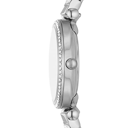 Fossil Women's Carlie Mini Quartz Stainless Steel Three-Hand Watch And Leather Card Case Gift Set, Color: Silver/Pink, Floral (Model: Es5182Set) #TOP2