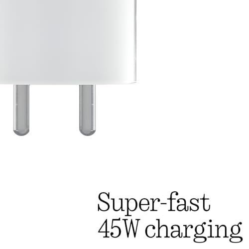 Image of Nothing 45W Dual Port Type-C Rapid Charger Adapter, Compatible with Nothing Phone 2, 2A, CMF Phone 1, Laptops, and More | Supports 18W USB-A for Android Mobiles, Earbuds, Tablets | White