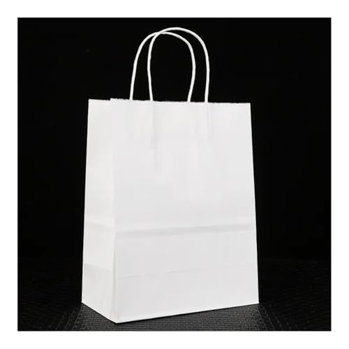 25 bolsas de papel colorido de mano, bolsas de regalo para fiestas de vacaciones, bolsas de compras de joyas, regalos de boda para Navidad, día de San Valentín (blanco, 25 unidades, 26 x 12 x 31 cm)