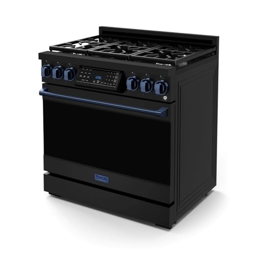Image of Gordon Ramsay by THOR Kitchen 36 Inch Professional Liquid Propane Range with Tilt Panel Touch Control in Black /Navy Blue