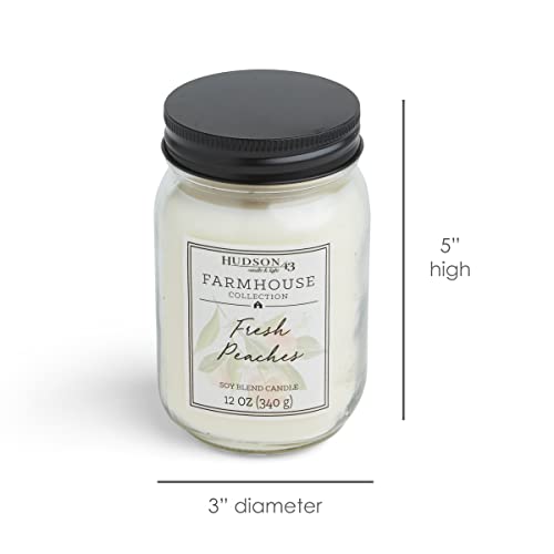 Mason Jar Candle Farmhouse Decor | Fall Scented Candle With Natural Soy Wax Blend | Long Lasting Aromatherapy Candle For Home Fragrance | Rustic Peach Candle Jar With Lid, 12 Oz #TOP4