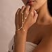 Fezodo Hand Chain Bracelets for Women, 14K Gold Plated Dainty Ring Bracelet Hand Chain Gold Jewelry Birthday Gifts for Women
