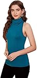 Candid Styles   Débardeur   Femme Teal   Polo Neck Top Inspired by Kim Kardashian M/L