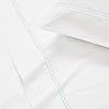SCOUT 100% Cotton 200 Thread Count Percale Pick Stitch White/Seafoam 4-Piece King Sheet Set, Solid Themed, Adult Bedding, Oeko-TEX Certified