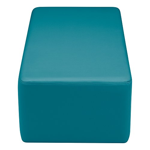 Image of Sprogs 12 inch H Structured Rectangle Stool -Flexible Modular Collaborative Soft Seating for Office, Home, Lounge and School Classrooms with Durable Frame & Set of 2 inch Casters Add-on -Teal